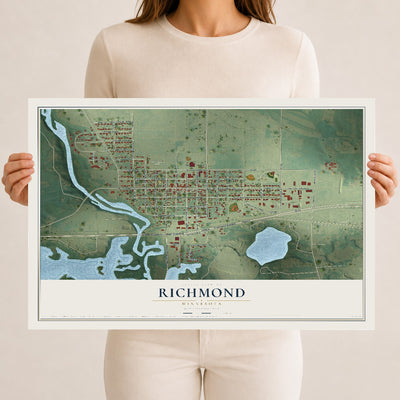 Map of Richmond, Minnesota, 12 x 18 inch unframed archival matte print