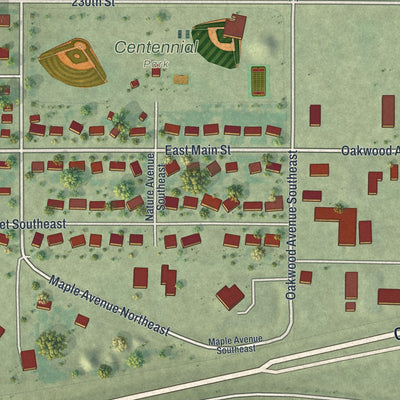 Second close-up of the map of Richmond, Minnesota print showing more streets and buildings