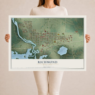 Map of Richmond, Minnesota, 24 x 36 inch unframed archival matte print