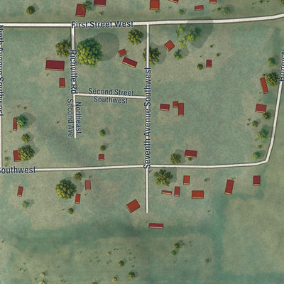 Second close-up of the map of Richville, Minnesota print showing more streets and buildings
