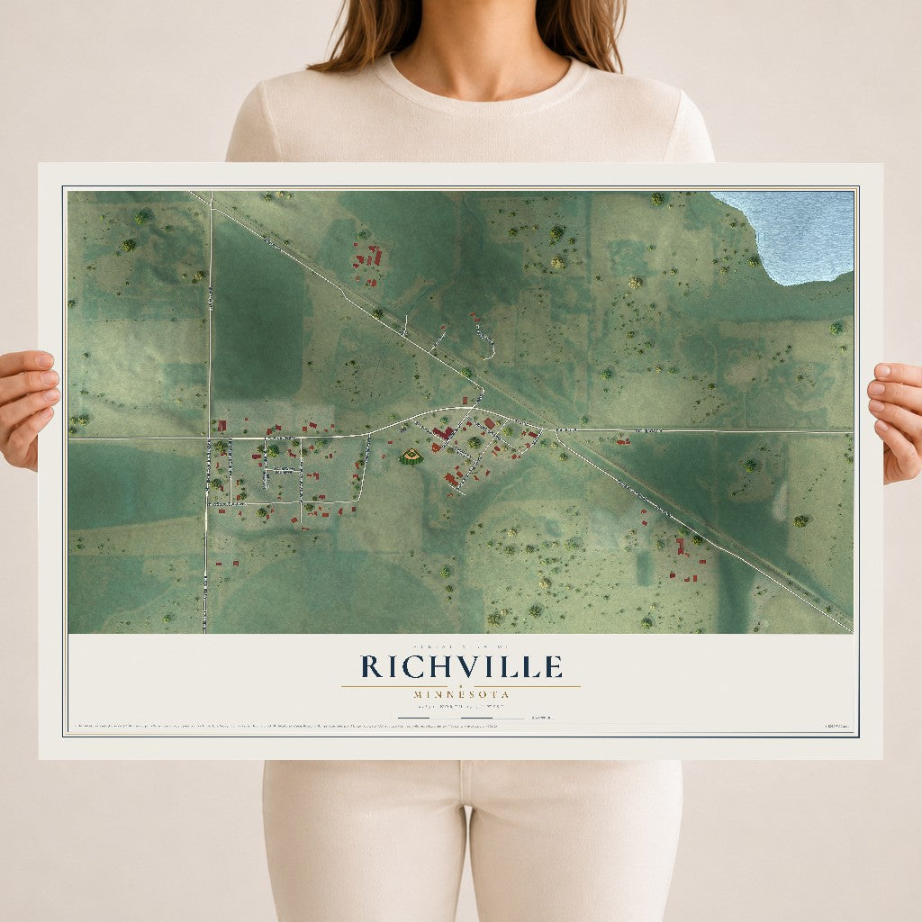 Map of Richville, Minnesota, 18 x 24 inch unframed archival matte print