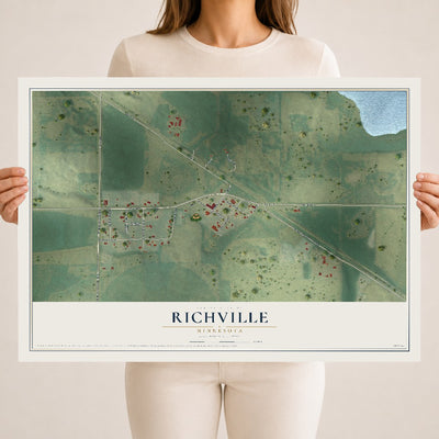 Map of Richville, Minnesota, 18 x 24 inch unframed archival matte print