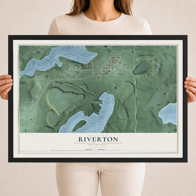 Map of Riverton, Minnesota, 18 x 24 inch print in a black wood frame