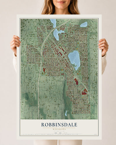 Map of Robbinsdale, Minnesota, 24 x 36 inch unframed archival matte print