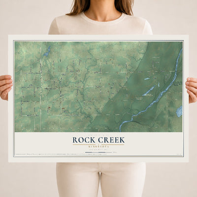Map of Rock Creek, Minnesota, 18 x 24 inch unframed archival matte print