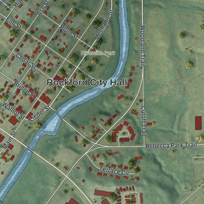 Second close-up of the map of Rockford, Minnesota print showing more streets and buildings