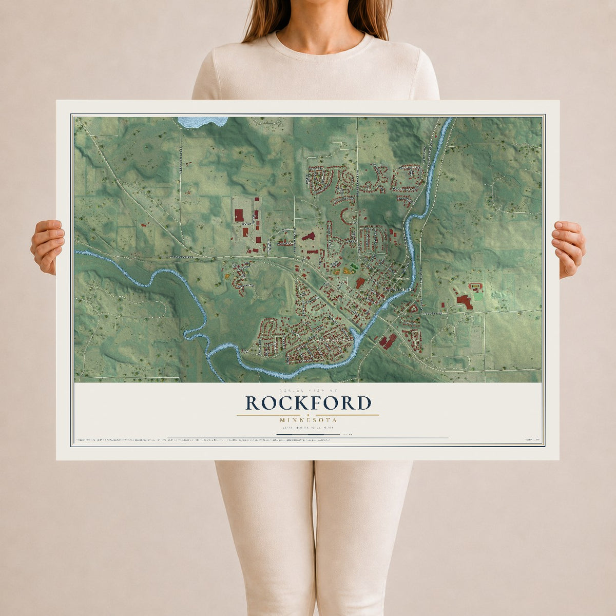 Map of Rockford, Minnesota, 24 x 36 inch unframed archival matte print