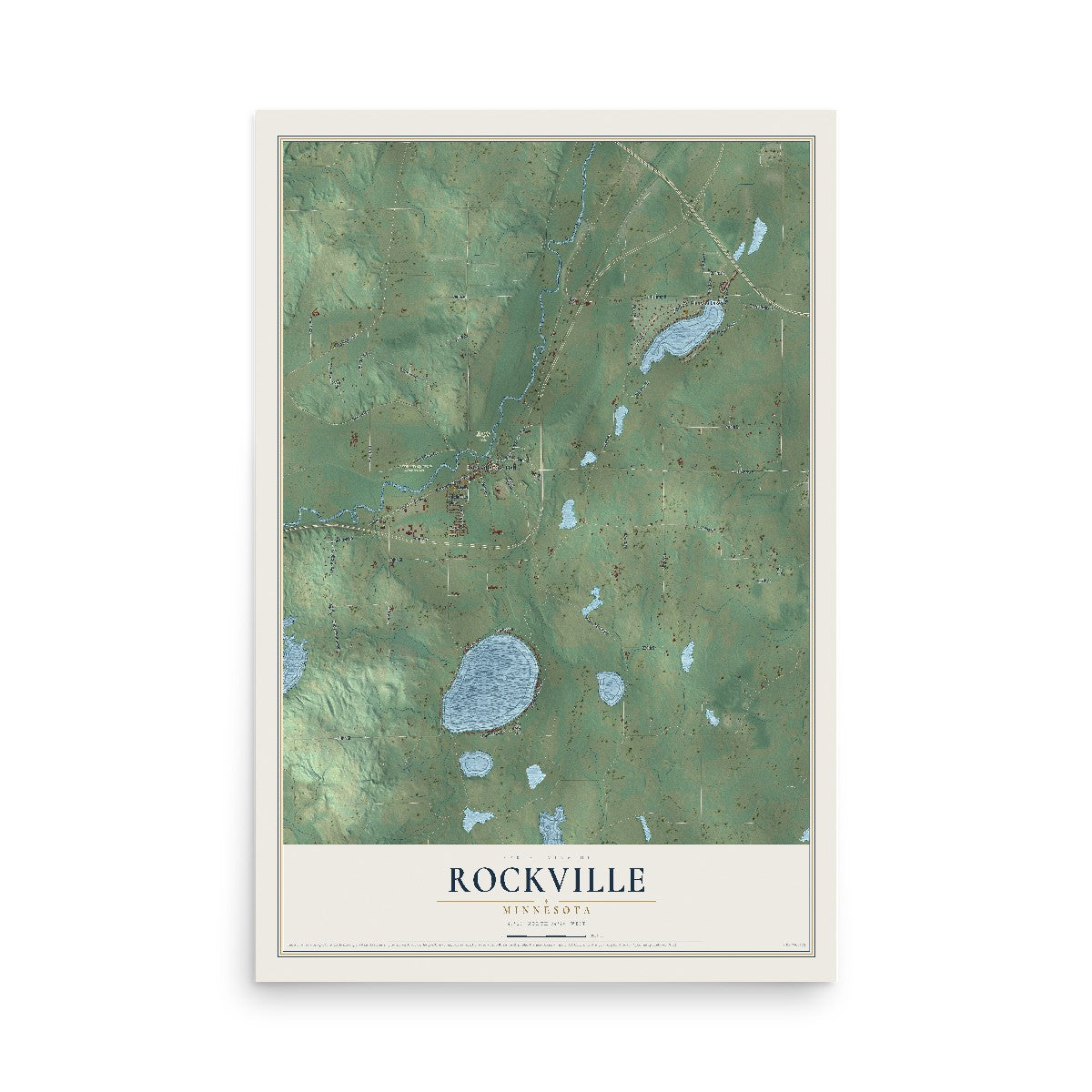 Map of Rockville, Minnesota, 12 x 18 inch unframed archival matte print
