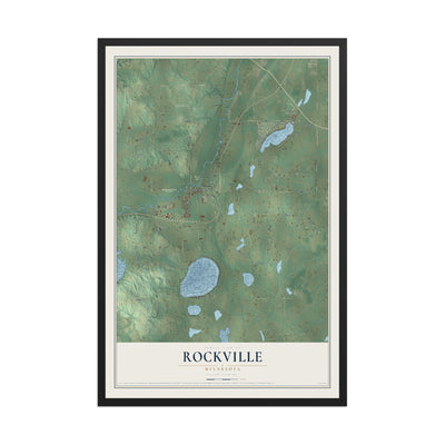 Map of Rockville, Minnesota, 12 x 18 inch print in a black wood frame