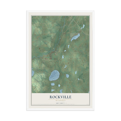 Map of Rockville, Minnesota, 12 x 18 inch print in a white wood frame