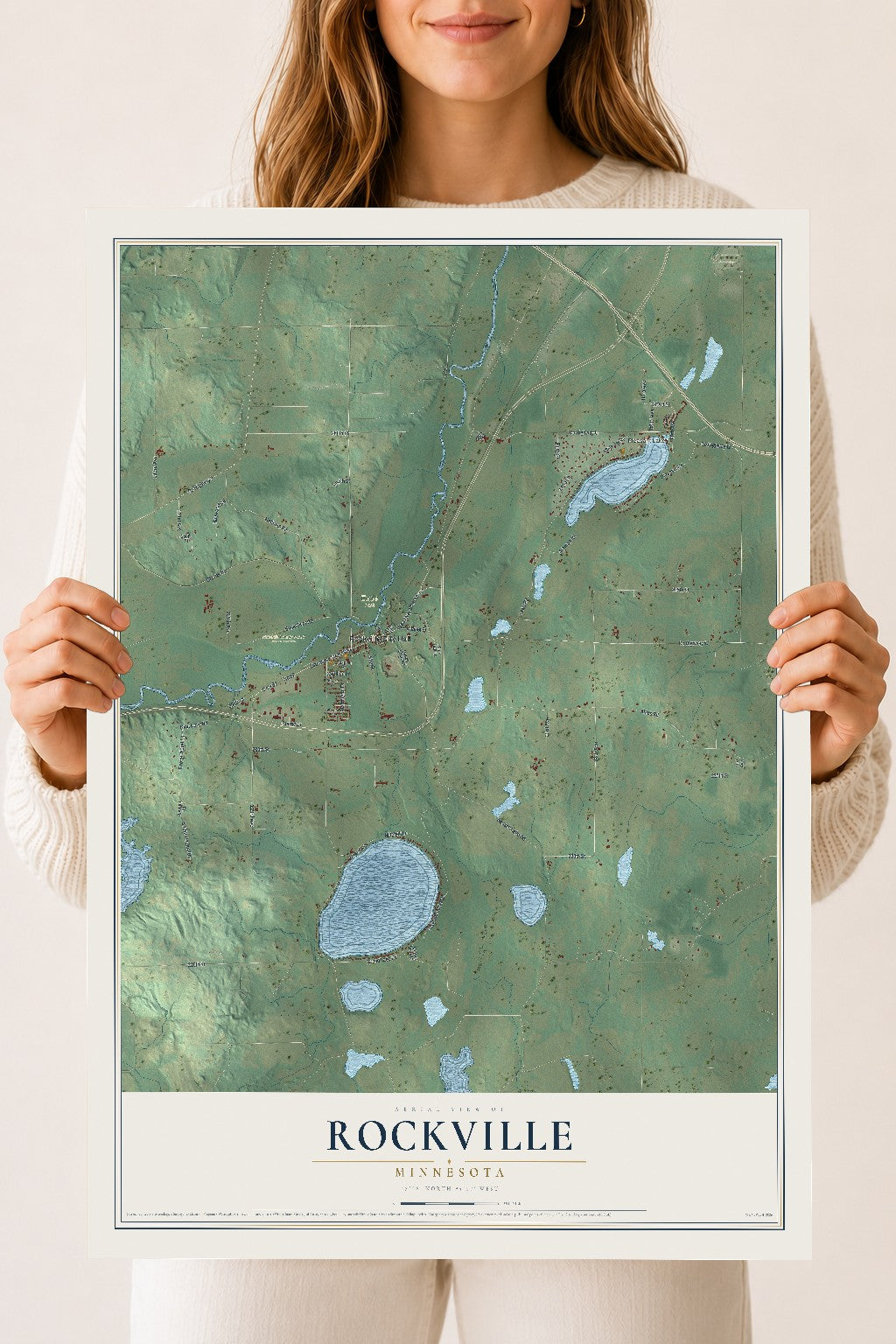 Map of Rockville, Minnesota, 18 x 24 inch unframed archival matte print
