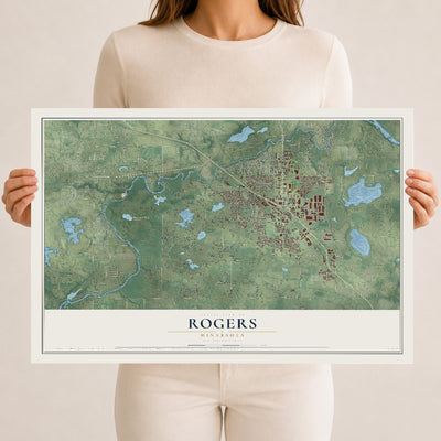 Map of Rogers, Minnesota, 12 x 18 inch unframed archival matte print