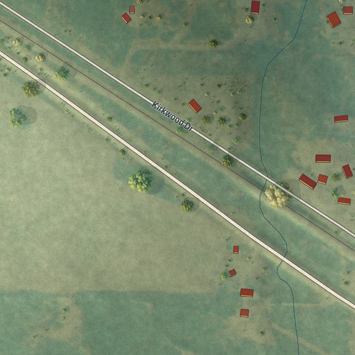 Second close-up of the map of Roosevelt, Minnesota print showing more streets and buildings