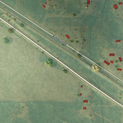 Second close-up of the map of Roosevelt, Minnesota print showing more streets and buildings