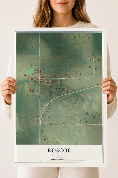 Map of Roscoe, Minnesota, 18 x 24 inch unframed archival matte print