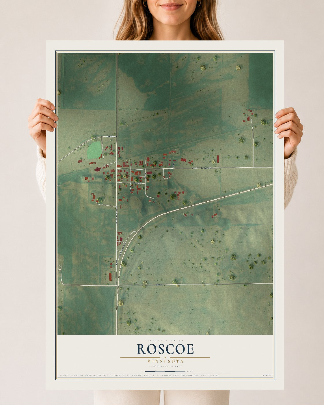 Map of Roscoe, Minnesota, 24 x 36 inch unframed archival matte print