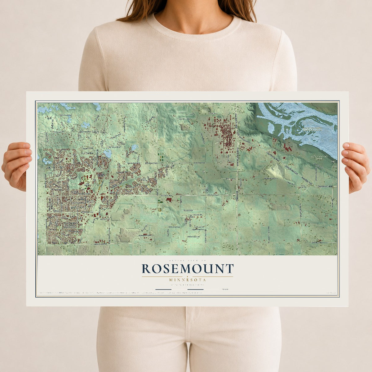Map of Rosemount, Minnesota, 12 x 18 inch unframed archival matte print