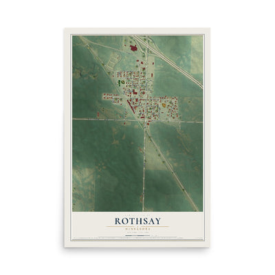 Map of Rothsay, Minnesota, 12 x 18 inch unframed archival matte print