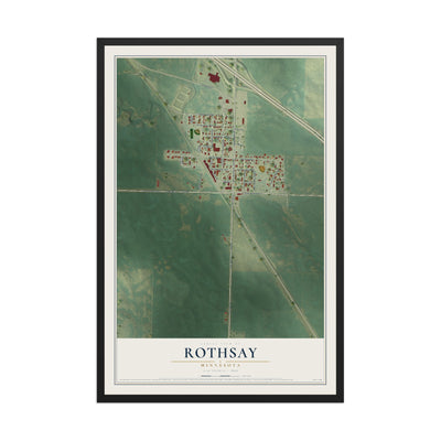 Map of Rothsay, Minnesota, 12 x 18 inch print in a black wood frame
