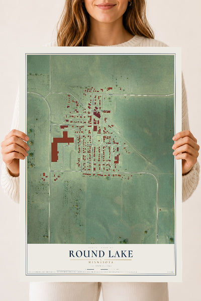 Map of Round Lake, Minnesota, 18 x 24 inch unframed archival matte print