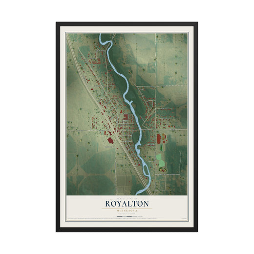 Map of Royalton, Minnesota, 12 x 18 inch print in a black wood frame