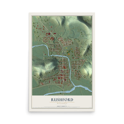 Map of Rushford, Minnesota, 12 x 18 inch unframed archival matte print