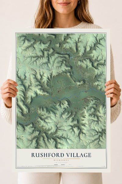 Map of Rushford Village, Minnesota, 18 x 24 inch unframed archival matte print