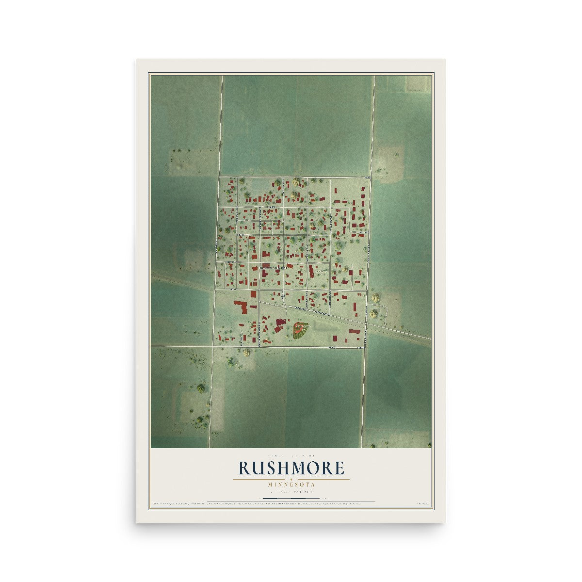 Map of Rushmore, Minnesota, 12 x 18 inch unframed archival matte print
