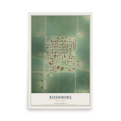Map of Rushmore, Minnesota, 12 x 18 inch unframed archival matte print