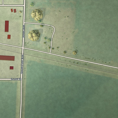 Second close-up of the map of Rushmore, Minnesota print showing more streets and buildings