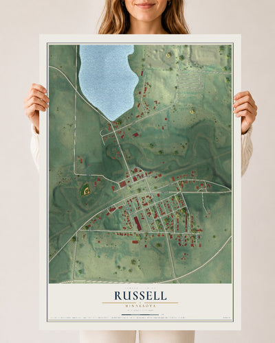 Map of Russell, Minnesota, 24 x 36 inch unframed archival matte print