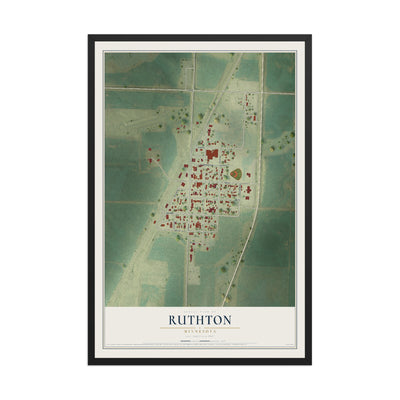 Map of Ruthton, Minnesota, 12 x 18 inch print in a black wood frame