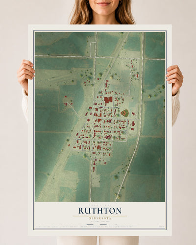 Map of Ruthton, Minnesota, 24 x 36 inch unframed archival matte print