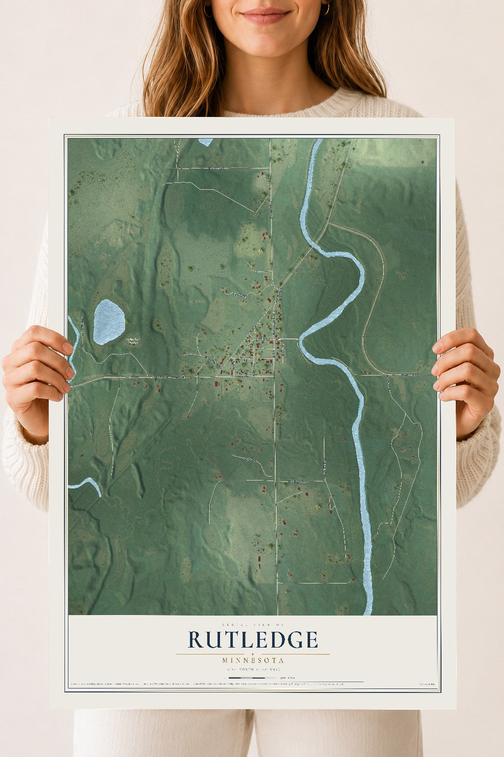 Map of Rutledge, Minnesota, 18 x 24 inch unframed archival matte print