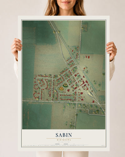 Map of Sabin, Minnesota, 24 x 36 inch unframed archival matte print