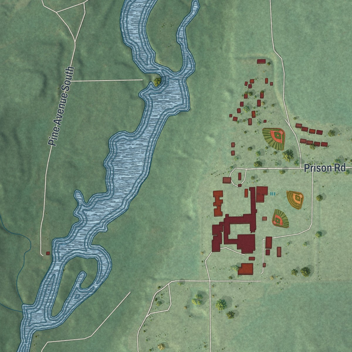Second close-up of the map of Sandstone, Minnesota print showing more streets and buildings