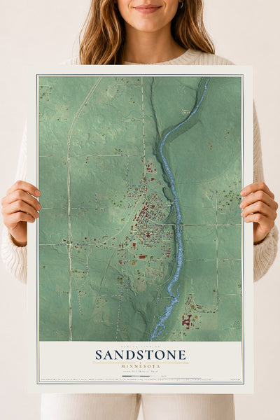 Map of Sandstone, Minnesota, 18 x 24 inch unframed archival matte print