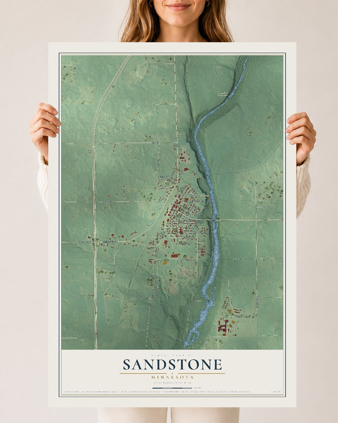 Map of Sandstone, Minnesota, 24 x 36 inch unframed archival matte print
