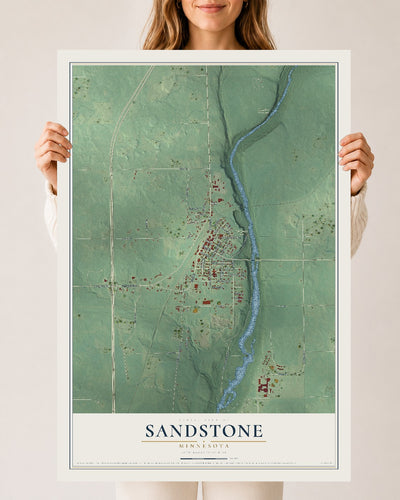 Map of Sandstone, Minnesota, 24 x 36 inch unframed archival matte print