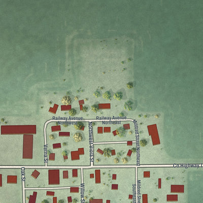Close-up of the map of Sargeant, Minnesota print showing street and building detail
