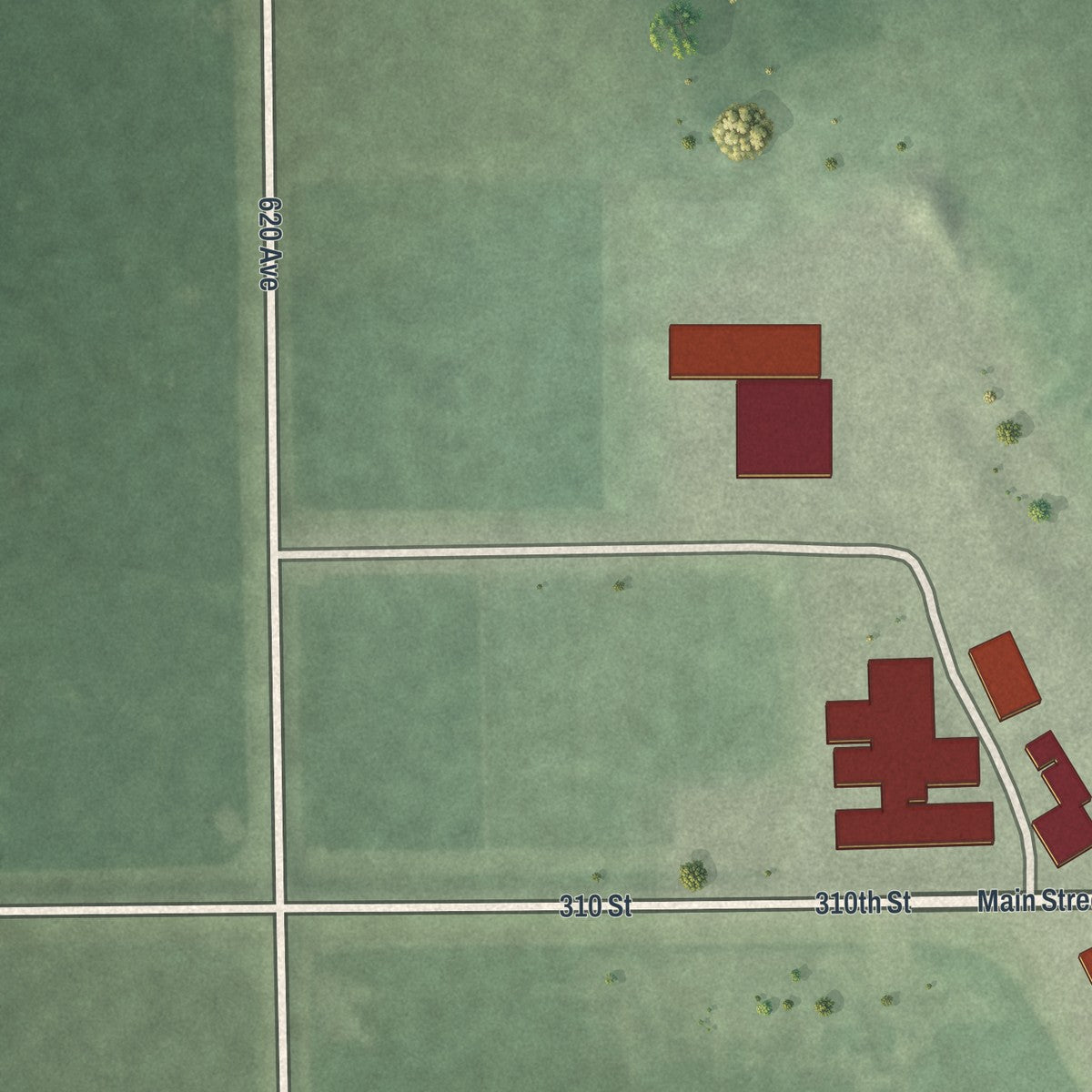 Second close-up of the map of Sargeant, Minnesota print showing more streets and buildings