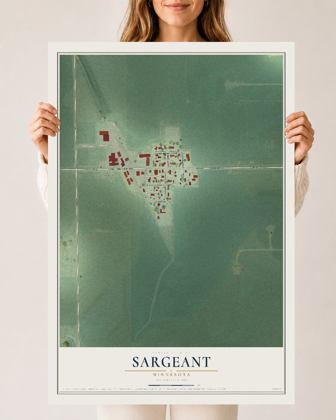 Map of Sargeant, Minnesota, 24 x 36 inch unframed archival matte print