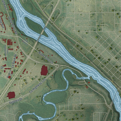 Second close-up of the map of Sartell, Minnesota print showing more streets and buildings