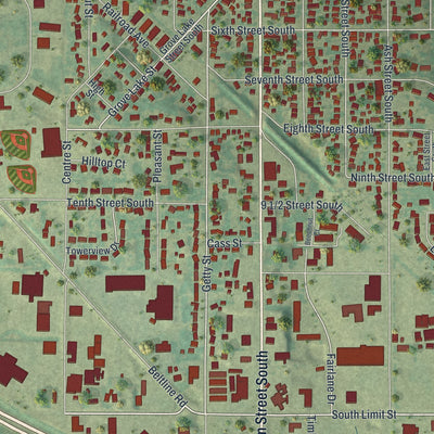 Close-up of the map of Sauk Centre, Minnesota print showing street and building detail