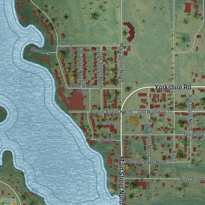 Second close-up of the map of Sauk Centre, Minnesota print showing more streets and buildings