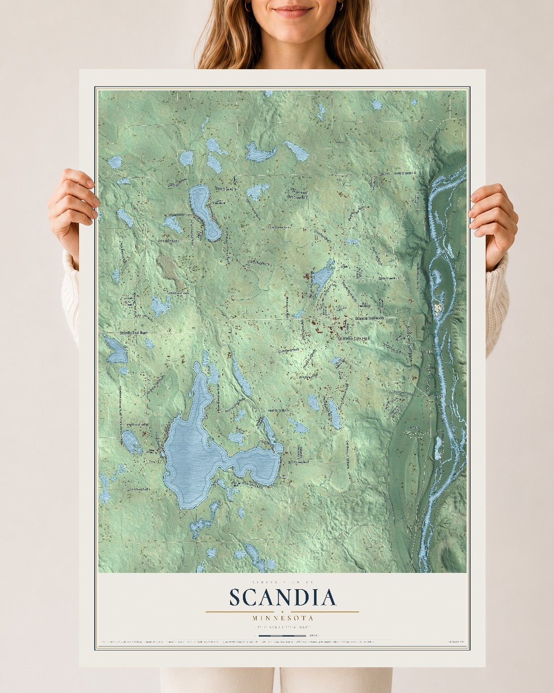 Map of Scandia, Minnesota, 24 x 36 inch unframed archival matte print