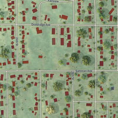 Close-up of the map of Scanlon, Minnesota print showing street and building detail
