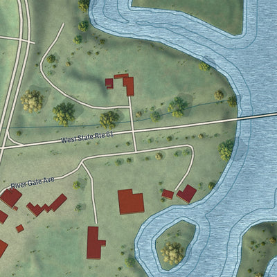 Second close-up of the map of Scanlon, Minnesota print showing more streets and buildings