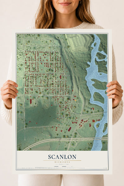 Map of Scanlon, Minnesota, 18 x 24 inch unframed archival matte print
