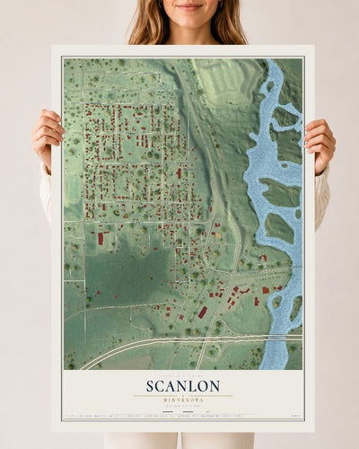 Map of Scanlon, Minnesota, 24 x 36 inch unframed archival matte print